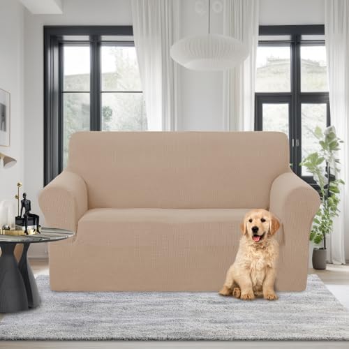 U-NICE HOME Loveseat Cover Stretch Couch Cover Sofa Slipcover, Camel - Image 2