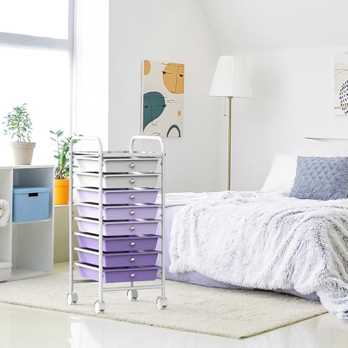 Simple Houseware 8 Drawers Rolling Utility Cart Art Craft Storage, Purple - Image 6
