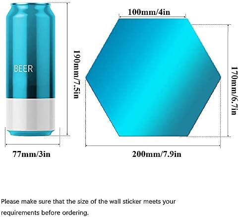 DIY Wall Decals Acrylic Mirror Sticker Set 12 Pcs, Hexagon Mirror Wall Stickers for Living Room Bedroom Decor (Blue) - Image 3