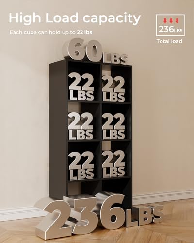 GTPLAYER 8-Cube Storage Organizer Shelf – Fits 11" Bins, 2×4 Design, Vertical or Horizontal Use, Partial Back Panels, for Living Room, Media Console, Hallway, Black - Image 5