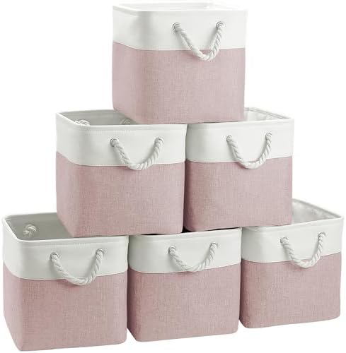FinishingBo 11 inch Cube Storage Bin with Handles 6 Pack by SimplifySpaceSimplifyLife