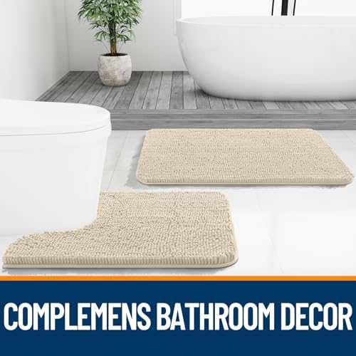 OLANLY Small Bathroom Rugs 24x16, Extra Soft Absorbent Chenille Bath Rugs, Rubber Backing Quick Dry, Machine Washable Bath Mats for Bathroom Floor, Tub and Shower, Home Decor Accessories, Sand - Image 7