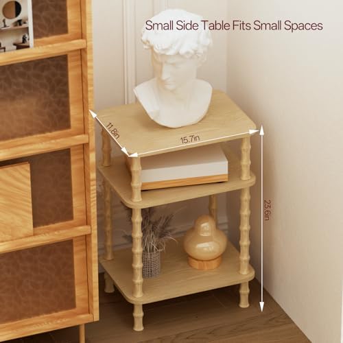 Side Table,Living Room End Tables with 3-Tier,Small Nightstand Table for Small Spaces,Sofa Side,Bedside, Bathroom,Coffee Table,Modern Bedside Table,Stable Frame,Easy Set Up (Rustic Walnut) - Image 5