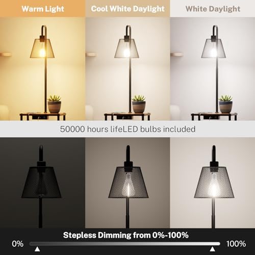 Floor Lamp with Table, Side Table with USB Charging Port and Outlet, Modern Bedside Nightstand End Table with Floor Light for Living Room, Bedroom, Guest Room, Bulb Included, 2 Pack - Image 5