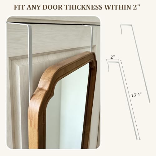 WallBeyond 48" x 14" Full Length Door Mirror with Rustic Rounded Corner Wood Frame, Over the Door Hanging Mirror for Bedroom, Closet, Dressing Area and Entryway, Natural - Image 6