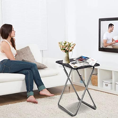 Garden 4 you Portable Folding TV Tray/TV Trays Foldable Dinner Snack Trays Table, Portable Foldable Table Small Sofa Bedside Tables with Light Weight, 15 x 18.9 x 26 in(Black Marble,1PC) - Image 5