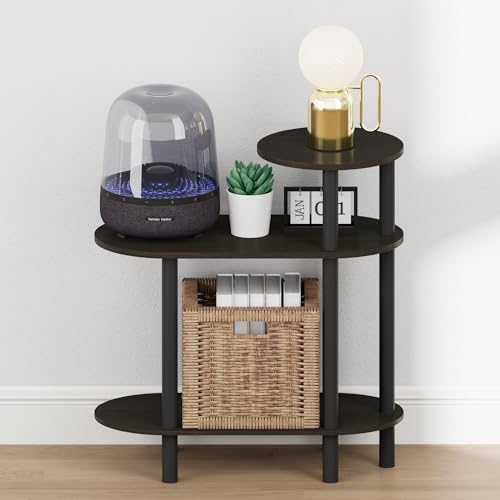 Furinno Turn-N-Tube Night Stand, 3-Tier Oval Sofa Nightstand with Open Shelf, Toolless Assembly Narrow End Table, Side Table, Bedside Table, for Bedroom, Closet, Dorm, Espresso - Image 5
