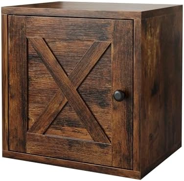 FUSUNBAO Magic DIY Cube Storage Organizer Stackable Cubes for Home Books Clothes Toy-Modular Cubby Storage System-Office Cubical-Bookcase Closet (Antique Brown, Door Cube) by FUSUNBAO