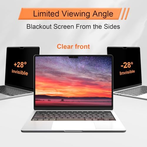 Mamol Privacy Screen for MacBook Air 15 Inch 2023-2026 (M2 M3 M4 M5), Magnetic Removable Anti Glare Blue Light Filter Protector - Image 4