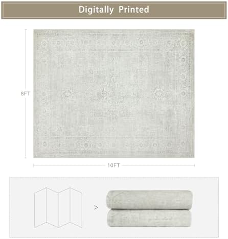 8x10 Washable Area Rugs for Living Room,Bedroom,Dining Room(Concrete Grey) - Image 2