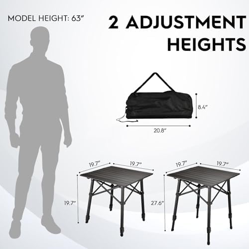 Aluminum Folding Camping Side Table with Carry Bag and Storage,Black - Image 2