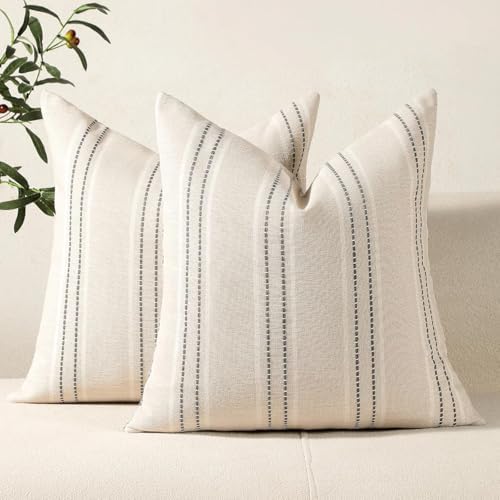 Hckot Stripe Throw Pillow Covers 26x26 Large Square Grey Pillow Covers by Hckot