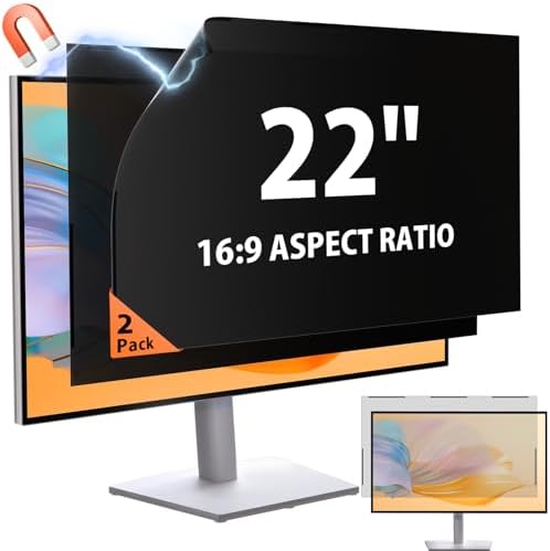 Mamol [2 Pack] 22 Inch Magnetic Privacy Screen for Frameless Monitor, Anti Glare & Blue Light Filter Computer Screen Protector, Removable Anti-Spy Shield for 22" 16:10 Widescreen Desktop Display by Mamol