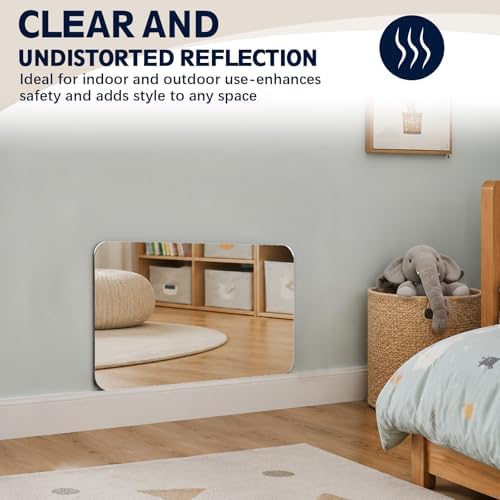Marsui 1 Pcs 12 x 24 Inch Acrylic Safety Mirror Outdoor Shatterproof - Image 2