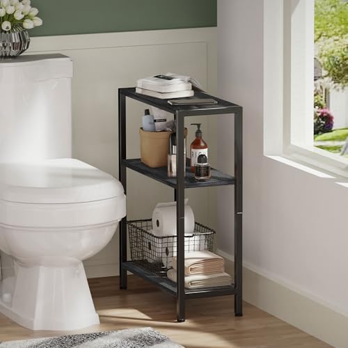 3-Tier Side Table, Small EndTable, Sofa SideTable for Narrow Spaces, Slim EndTable, NightstandTable, Skinny Bedside Table, for Living Room, Bedroom, Office, Black - Image 5