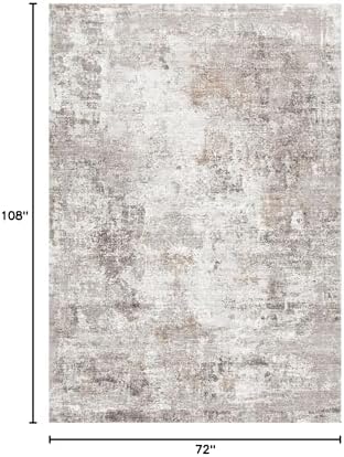 6x9 Washable Living Room Rug – Neutral Modern Abstract Soft Large Area Rug for Bedroom, Dining Room – Non-Slip Low-Pile Thin Carpet (Beige Grey) - Image 2