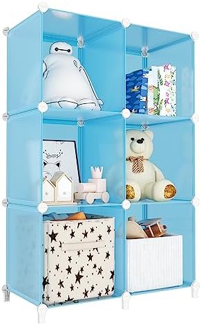 Portable Closet 6 Cube Closet Organizer and Storage Shelf Bookcase with Metal Hammer, Organizer Cabinet for Kids, Bedroom, Bathroom by DecorateYourHome
