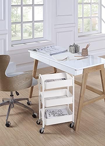 SunnyPoint 3-Tier Delicate Compact Rolling Metal Storage Organizer - Mobile Utility Cart Kitchen/Under Desk Cart with Caster Wheels - WHT (15.35" X 10.24" X 26.8"H) - Image 3
