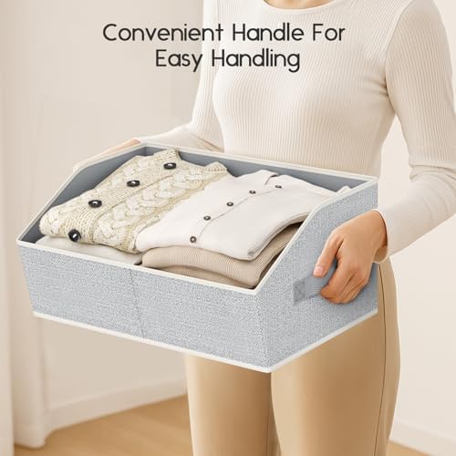 Homsorout Large Closet Organizers and Storage Bins - 10 Pack Trapezoid Storage Baskets for Shelves, Foldable Fabric Baskets with Handles Ideal for Closet, Basket, Wardrobe and Shelf Storage,Light Grey - Image 5