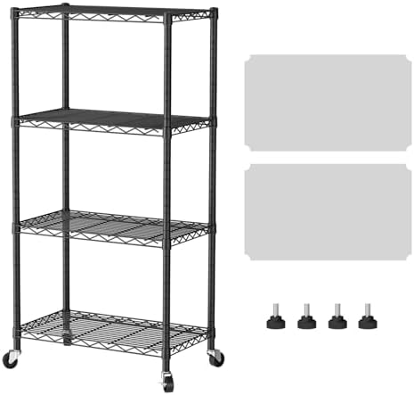 SINGAYE 4 Shelves Storage Wire Shelf Closet Metal Shelving Pantry Wheels by SINGAYE