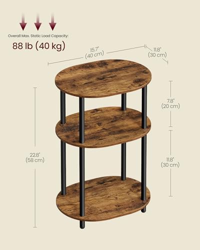 VASAGLE Side Table, Small End Table, Tall Nightstand, Steel Frame - Image 3