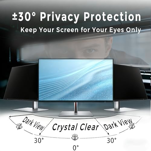 20 Inch computer privacy screen for 16:9 Monitor, Removable Anti-Glare Blue Light Filter & Anti-Scratch Protector Film, Privacy Shield for HP Dell Asus Acer Samsung Desktop Monitors(20" (16:9, 17.4×9.8 in)) - Image 3