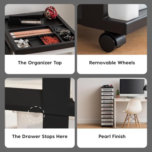 IRIS USA 10-Drawer Rolling Storage Cart, Black/Pearl - Image 5