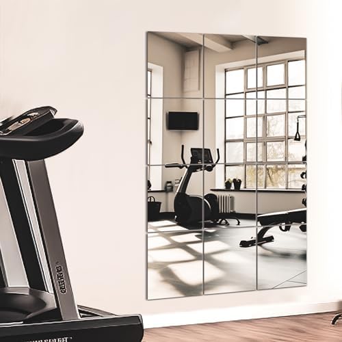 TRAHOME Home Gym Mirror Tiles for Wall, 14"x12"x12PCS Full Length Mirror by TRAHOME