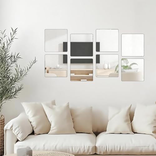 BOYIVI 4Pcs Acrylic Mirror Tiles, 6 Inch Self-Adhesive Shatterproof Panels for Wall Decor, Wall Mounted Mirror Glass Frameless Mirror Sheets for Home Bedroom Bathroom Door(Small) - Image 3