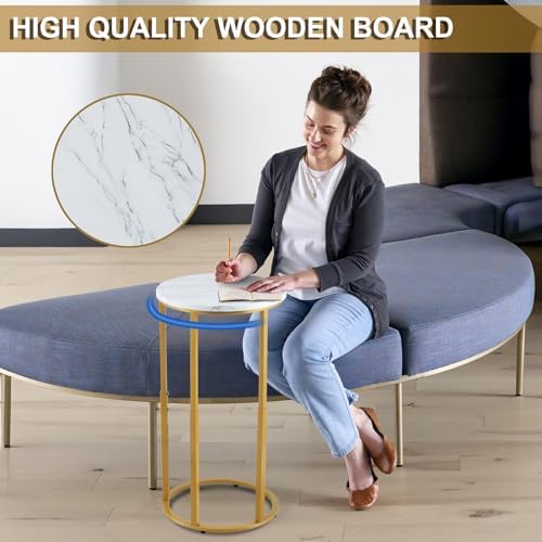 Serteaw C-Shaped End Table, Sturdy Side Table for Couch Sofa Bedside Small Space,C Snack Table TV Tray Record Player Stand Small Tables for Living Room Bedroom,Easy to Assemble,Gold - Image 3