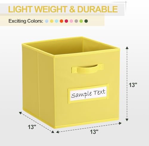 Fabric storage cubes (8 Pack) 13 Inch Cube Storage Bin, cube organizer bins with 8 Labels Window Cards & a Pen, Foldable cube organizer bins and Storage Box, Dark Yellow - Image 2