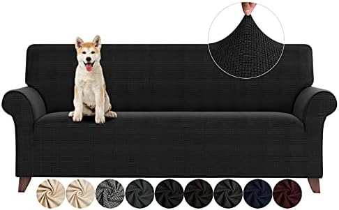 ZNSAYOTX Couch Covers for 3 or 4 Cushion Couch High Stretchy Spandex Pet Friendly Sofa Slipcover 1 Piece Non Slip Couch Covers Extra Large Furniture Protector (Black, XL Sofa) by ZNSAYOTX