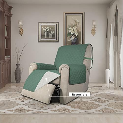 Easy-Going Reversible Couch Cover, Recliner 22 in, Cyan/Ivory - Image 2