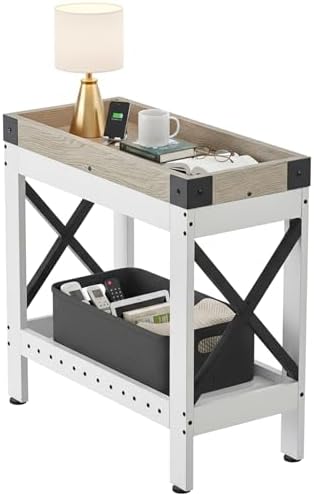 Narrow Side Table, End Table,Sofa Side Table, End Table Nightstand for Bedroom, Living Room, Small Spaces by Zexvida