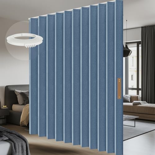 Room Divider Curtain Sets with Flexible Ceiling Track, Privacy Soundproof Curtain for Bedroom Office Patio Sliding Door(Blue, W180 x L96, 1 Pack) by AJAZZ