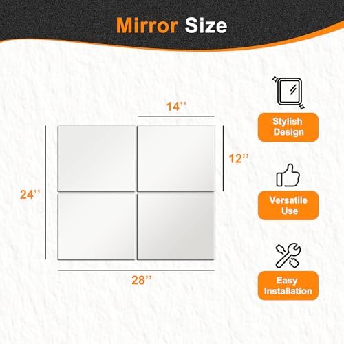 Delma Glass Full Length Wall Mirror Tiles, 14'' x 12'' 4PCS - Image 4