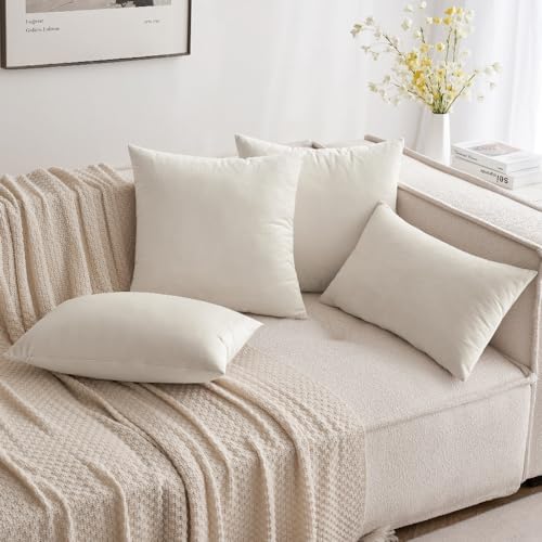 MIULEE 12x20 Inch Lumbar Velvet Throw Pillow Covers Cream White - Image 4