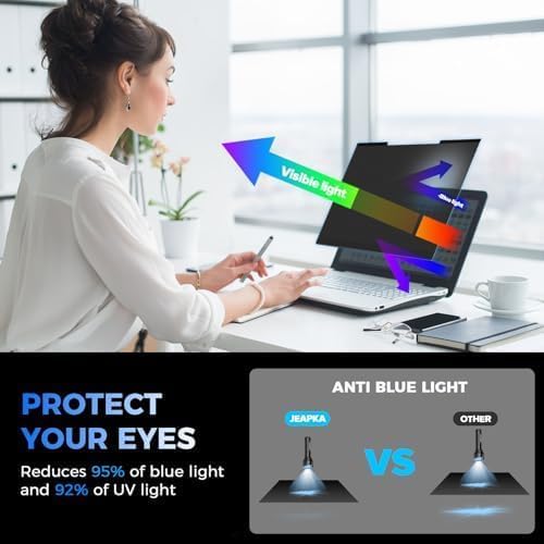 2Pack Magnetic Laptop Privacy Screen Filter 15.6 inch for 16:9 Widescreen Computer Monitor, Removable Anti Blue Light Privacy Shield, Anti-Glare Protector - Image 6