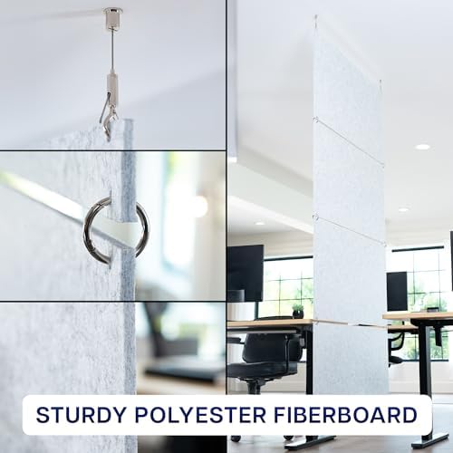 VIVO Acoustic Modular Hanging Panels, Rectangular Sound Absorber, Modern Noise Reduction that Installs to Ceiling or Wall, Light Gray, PP-C45G - Image 4