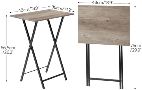 HOOBRO Folding TV Tray Tables, Set of 2 Side Table for Small Space, Industrial Snack Tables for Eating at Couch, Stable Metal Frame, Easy Assembly, Space Saving, Greige and Black BG25BZ01 - Image 3