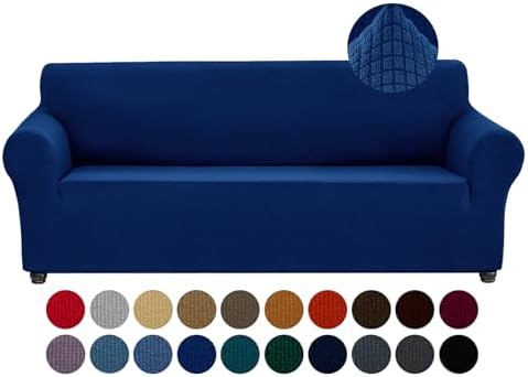 Joccun Stretch Couch Cover Slipcovers, 1-Piece Sofa Covers for 3 Cushion Couch Spandex Jacquard Washable Furniture Protector Cover for Living Room,Kids,Pets(Sofa,Classic Blue) by Joccun