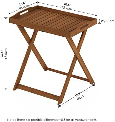 Furinno TIOMAN Outdoor Patio Tray Table, Natural - Image 3