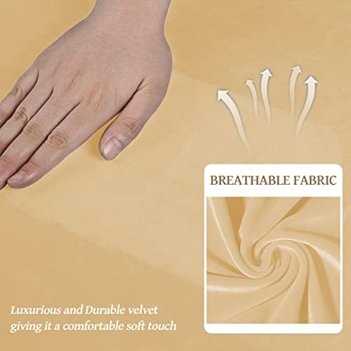 WEERRW Velvet Stretch 3 Pieces Couch Cover for Sofa Washable, Champagne - Image 4