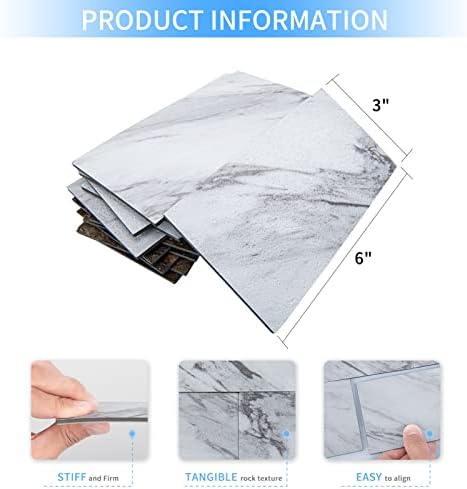 Art3d 102-Pack Peel and Stick Backsplash on Subway Tile, White Granite - Image 6