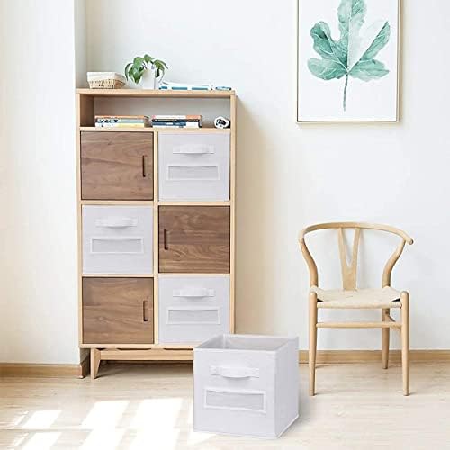 13x13x13 storage cube bins(Set of 8)Fabric storage cubes with 8 Labels Window Cards & a Pen,storage cubes 13x13, storage bin, Collapsible 13 inch cube storage bins,Cubby Organizer Boxes, White - Image 6