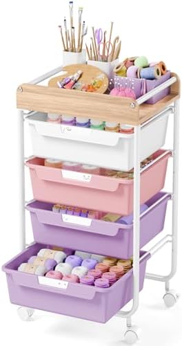 SYKIARIOL Rolling Storage Utility Cart with 4 Drawers,Art Cart,Purple by SYKIARIOL