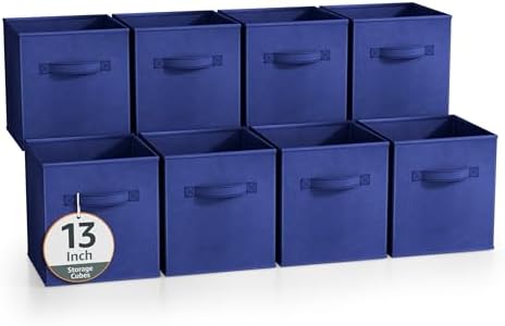 Sorbus Fabric Storage Cubes, 8 Pack, with Handles (13 Inch, Royal Blue) by Sorbus