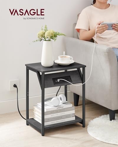 VASAGLE End Table with Charging Station, Set of 2, Small Side Tables - Image 2