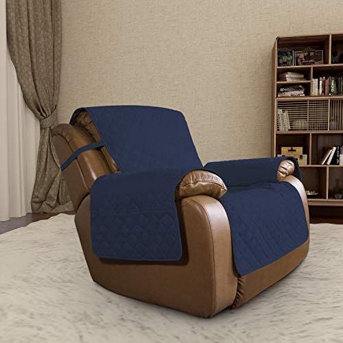 Easy-Going Oversized Recliner Cover Reversible Couch Cover Sofa Cover for Living Room Water Resistant Furniture Protector with Elastic Straps for Pets Dog (Large Recliner 27-29in, Navy/Ivory) - Image 2