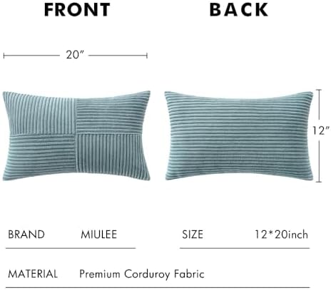 MIULEE Slate Blue Decorative Lumbar Throw Pillow Covers 12x20 Inch 2 Pack - Image 6